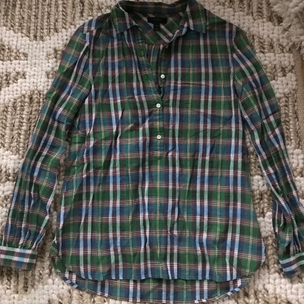 Excellent Condition J.Crew Plaid Popover Shirt